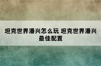 坦克世界潘兴怎么玩 坦克世界潘兴最佳配置